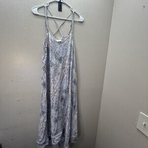 Cynthia Rowley Floral Midi Dress‎ SZ S Handkerchief Hem Linen Blend Sundress
